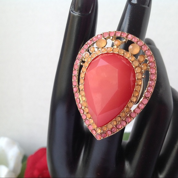 Teardrop Multi-Color Boho Style Statement Ring - Picture 6 of 11